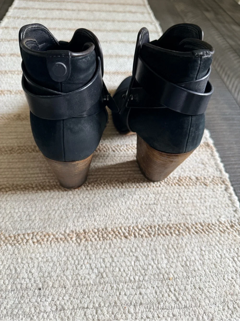 Rag & Bone Block Heel Black Ankle Boot EU 39 Approx. 9'US